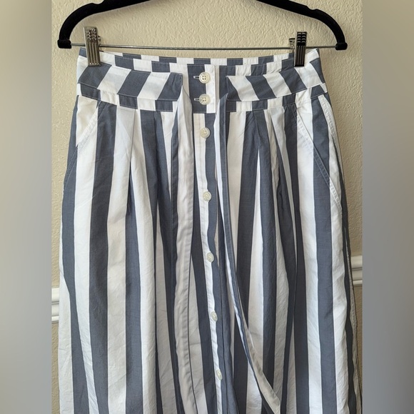NEW Gap Tie-Belt Button-Front Stripe Midi Skirt Sailor Preppy Size 4 Tall - Picture 4 of 12